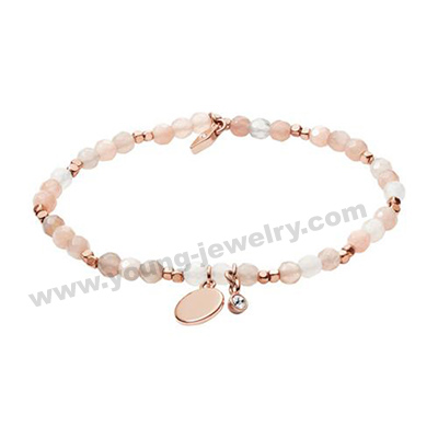 White & Pink Beads w/ Custom Circle Charm Bracelet