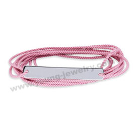Pink Muti Cord w/ Silver Polished ID Bracelet