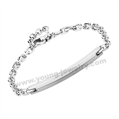 Steel Silver Chain w/ Two Finished ID Bracelet for Him