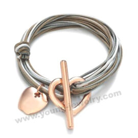 Muti Cord w/ Apple Charm & Gold Open Heart Bracelet