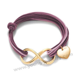 Purple Cord w/ Infinite & Engraved Heart Bracelet