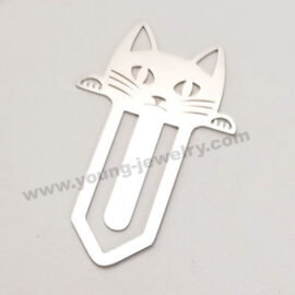 Stainless Steel Cute Cat Photo Engraved Bookmark