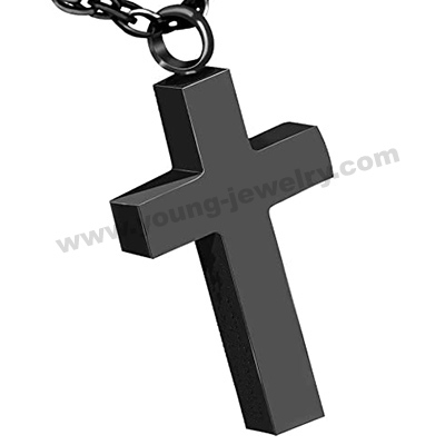 Photo Engraved Black Cross Cremation Urn Pendant Wholesale Supplier