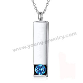 Personalised Bar w/ CZ Cremation Urns Pendant Memorial Jewelry