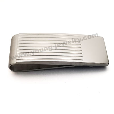 Stainless Steel Custom Money Clip w/ Muti Etched Stripes