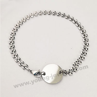 Bone Chain w/ Personalised Heart Charm Bracelet