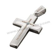 Stainless Steel High Polished Cross Pendant w/ CZ