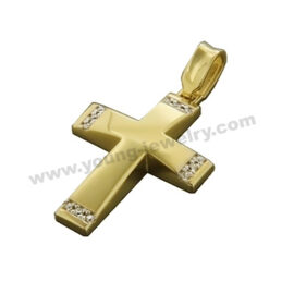 High In The Middle Low In The Side Cross Pendant w/ CZ