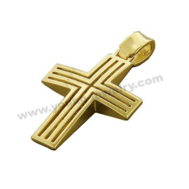 Stainless Steel Gold Plated Cross Pendant w/ Laser Cutout
