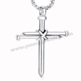 Stainless Steel Silver Nail Cross Pendant for Men