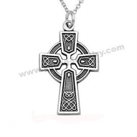 Steel Irish Viking Love Knot Celtic Cross Necklace Jewelry Supplier