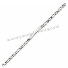 Steel Figaro Chain w/ ID Plate Engraving Bracelet Supplier