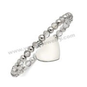 Grey Glass Beads w/ Custom Heart Dangle Charm Bracelet
