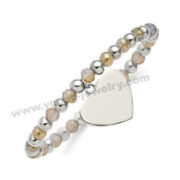 Gold Glass Beads w/ Custom Heart Dangle Charm Bracelet