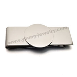 Steel High Polished Circle Centered Engraved Money Clip