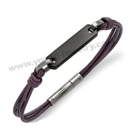 Multi Brown Leather Steel Black ID Bracelet Supplier in China