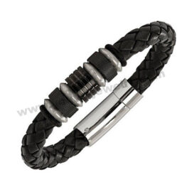 Black Braided Rope Silver & Black Ring Accessory Bracelet