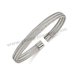 Stainless Steel 6mm Width Mesh Wire Cuff Bangle Bracelet