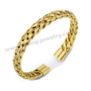 Stainless Steel Wristband Braided Round Mesh Gold Bracelet