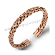 Stainless Steel Wristband Braided Round Mesh Rose Gold Bracelet