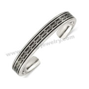 Stainless steel 10 mm Polished Carbon Fiber Inlay Cross Bangle