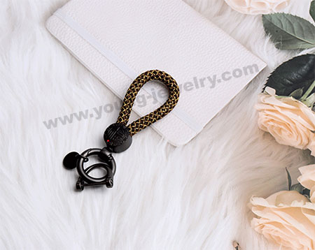 coffee gold dragon scale rope with alloy keychain