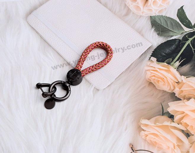 rose gold dragon scale rope with alloy keychain