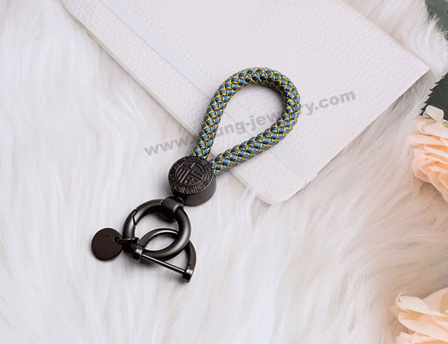 blue gold dragon scale rope with alloy keychain
