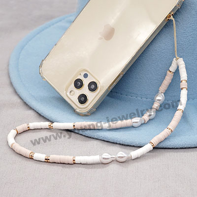Personality Niche Grey Polymer Clay Imitation Pearl Women's Mobile Phone Chain