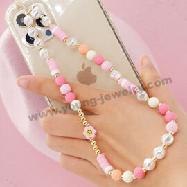 Personality Niche Grey Polymer Clay Imitation Pearl Women's Mobile Phone Chain