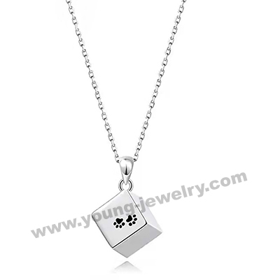 Steel Square Urn Necklace Memorial Pet Essential Oil Pendant