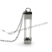 Steel Glass Necklace Square Pillar Ashes Urn Memorial & Wishing Retail Pendant