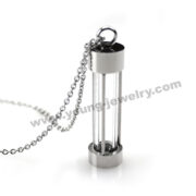 Steel Glass Necklace Square Pillar Ashes Urn Memorial & Wishing Retail Pendant