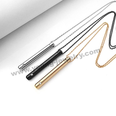 Steel Cylinder Urn Necklace Pet Essential Oil Pendant Perfume Bottle Silver Gold Black Pendant