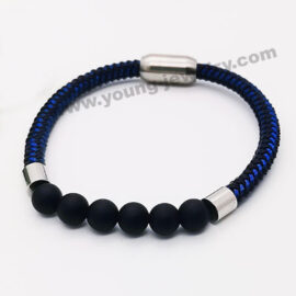 Wholesale Agate Bracelet with Magnetic Buckle and WIA Wire Featuring Blue Cotton