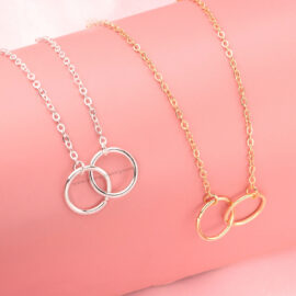 Alloy Copper Ring Clavicle Chain Fashion Double Circle Accessories Necklace