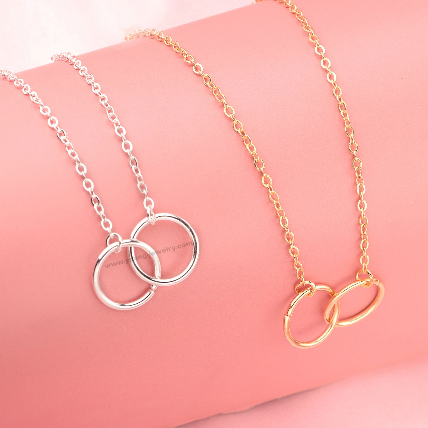 Alloy Copper Ring Clavicle Chain Fashion Double Circle Accessories Necklace