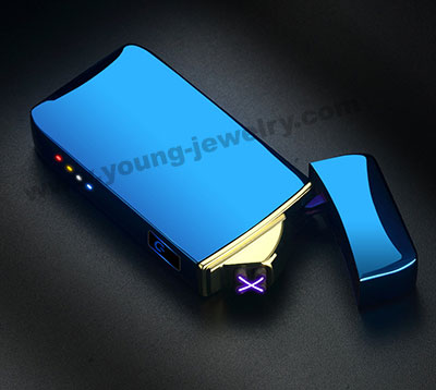 Dual Arc USB Rechargeable Touch Induction Lighter Engravable Blue