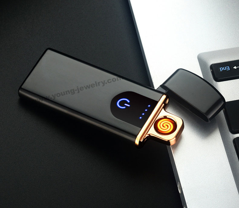 Touch Charging Windproof Personality Creative USB Electronic Cigarette Lighter Black
