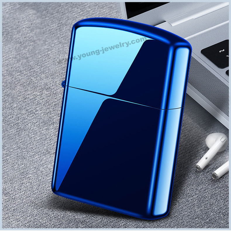 Rechargeable Dual Arc USB Single Arc Metal Windproof Lighter Engravable Blue