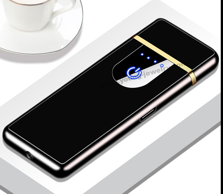 Touch Sensitive Mini USB Windproof Rechargeable Lighter Black