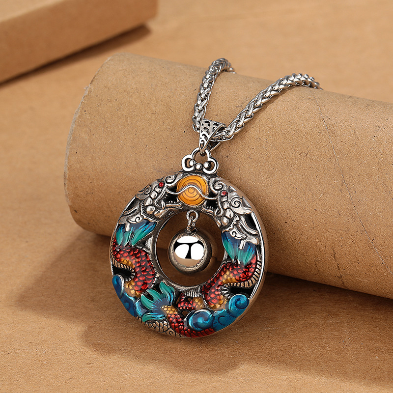 Retro Ethnic Style Double Dragon Fashionable Temperament Simple Necklace
