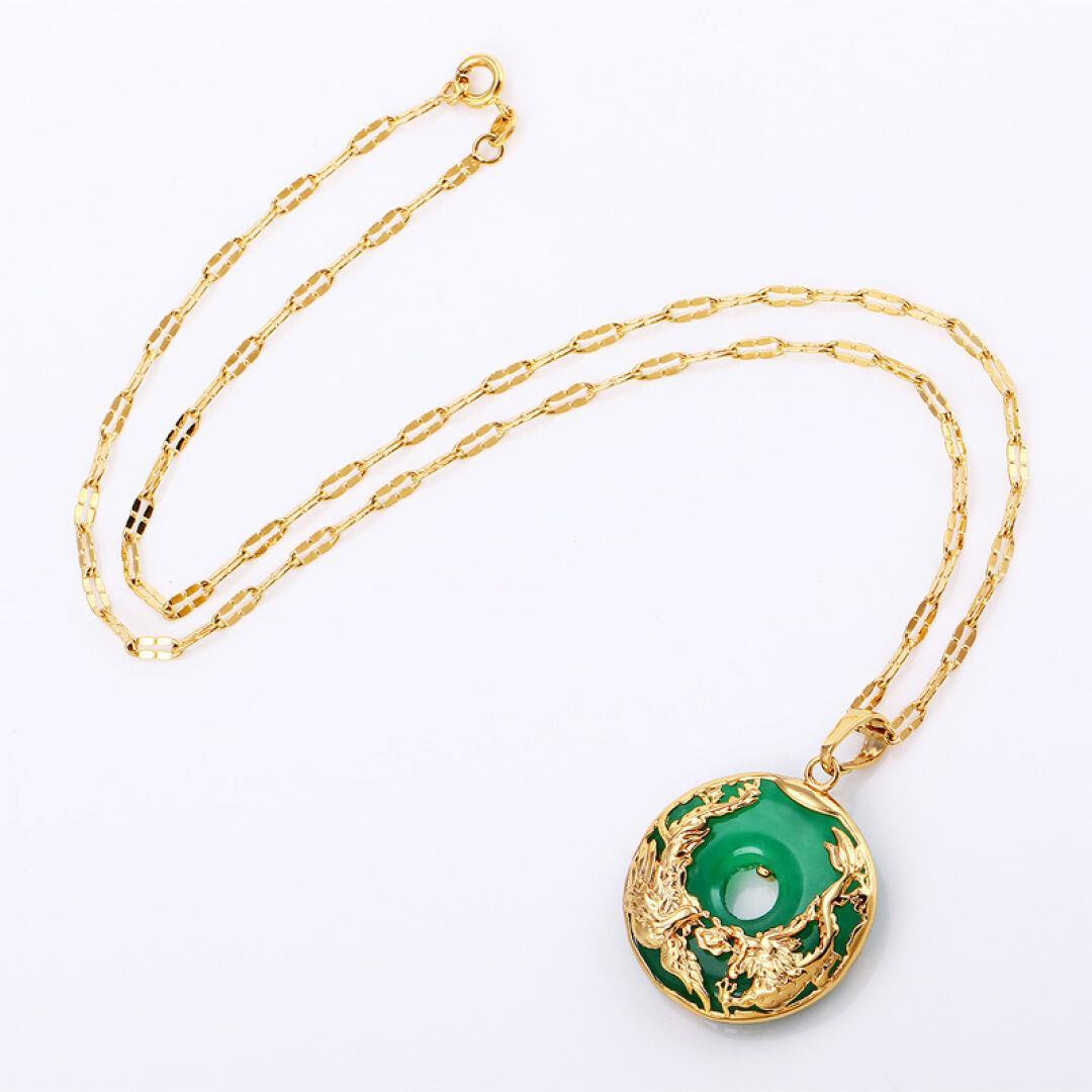 Dragon & Phoenix Chalcedony Buckle Auspicious Year of the Dragon Necklace