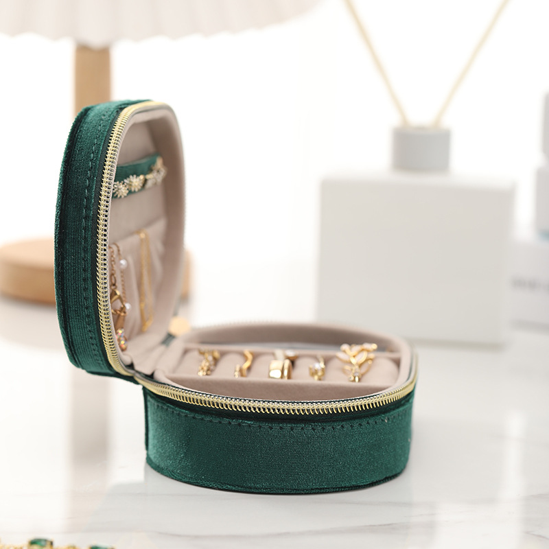 Oval Flannel Retro Single Layer Simple Jewelry Box