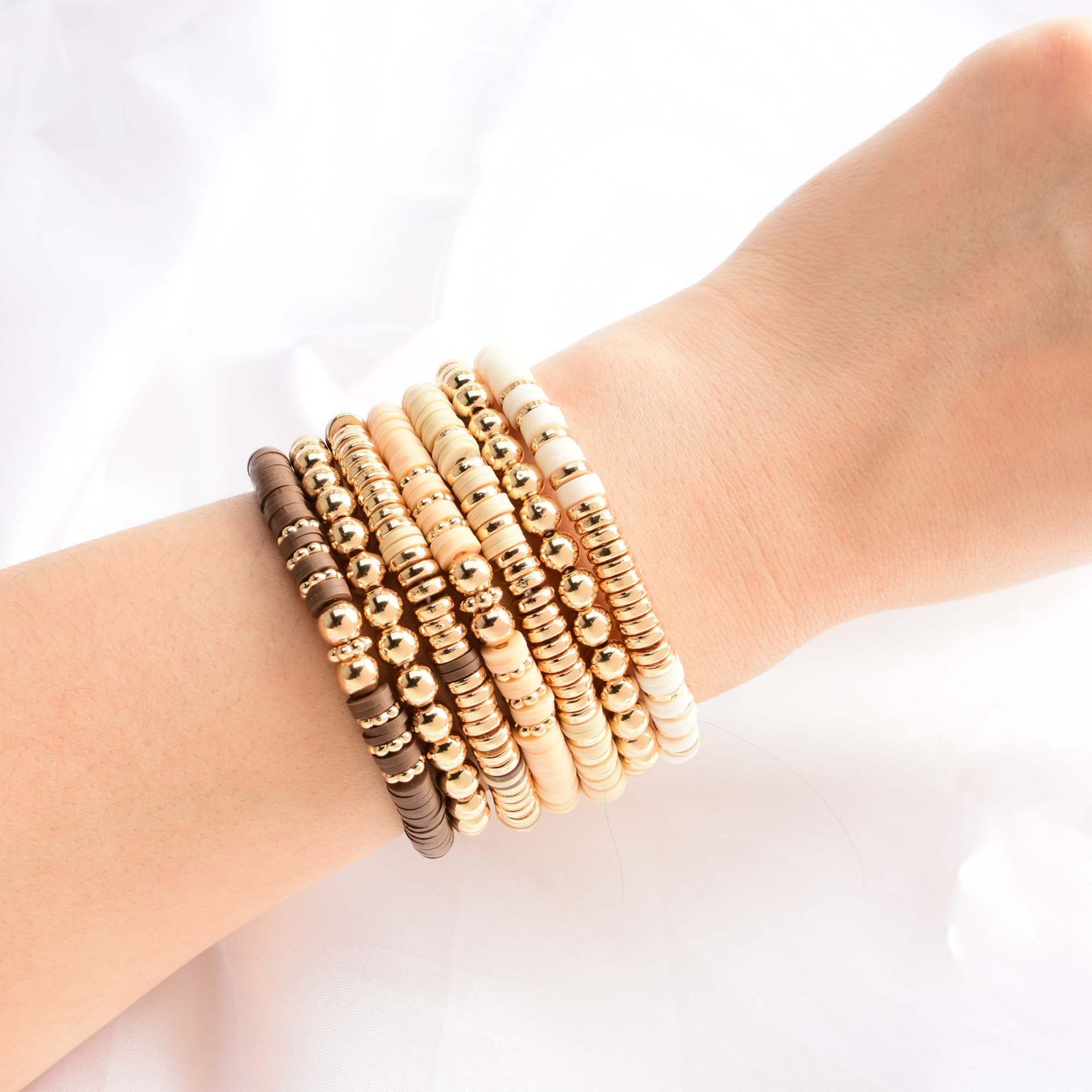Bohemian letter simple gold-plated handmade beaded ethnic style stacking bracelet