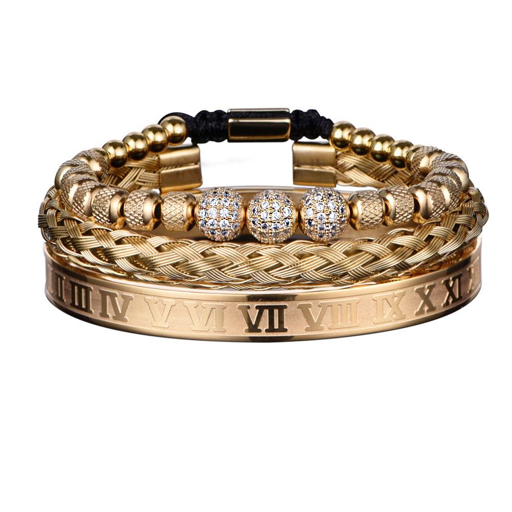 Hot Selling Diamond Set Stainless Steel Light Luxury Men's Bracelet