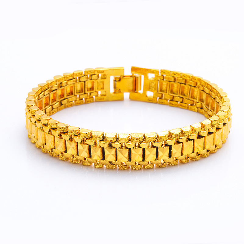 Men's Gold Plated Classic Square Domineering Non Fading Bracelet