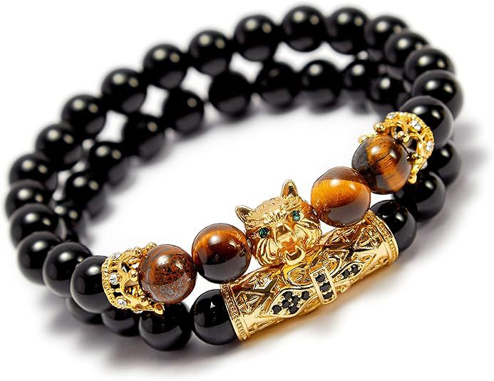 Natural Stone Powder Zebra Agate Frosted Volcanic Stone Bracelet
