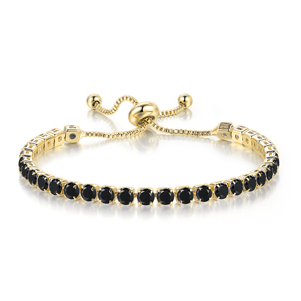 4mm round zircon single row full diamond adjustable women's bracelet