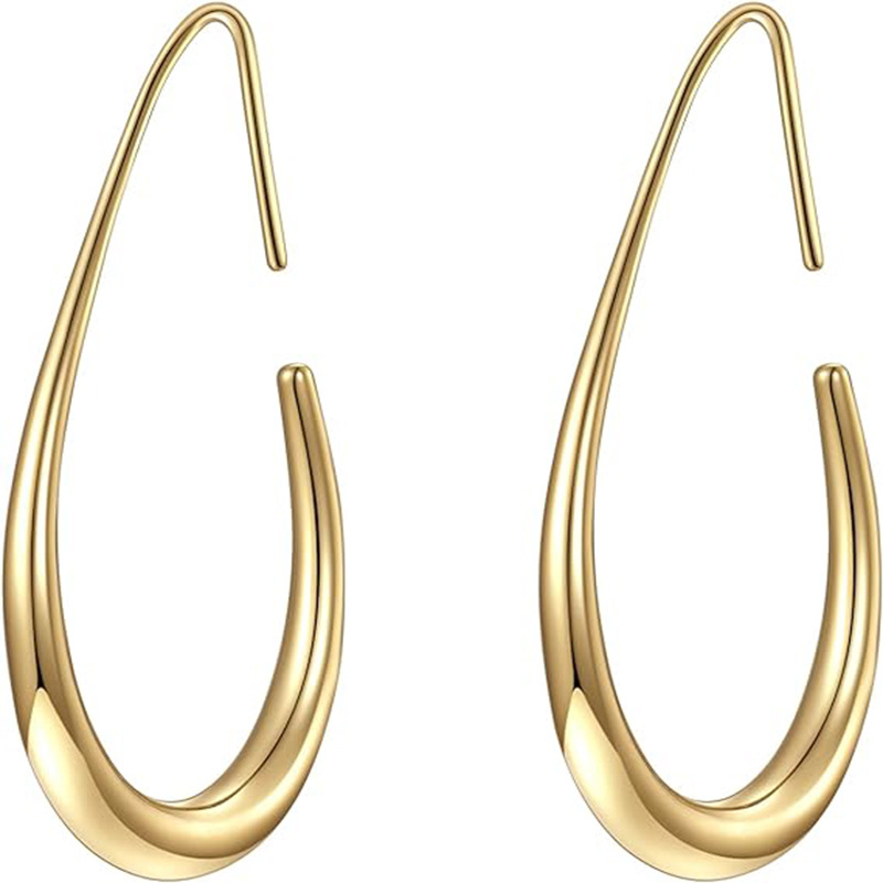 High End Popular 18k Gold Circle Water Drop Glossy Fashion Earrings